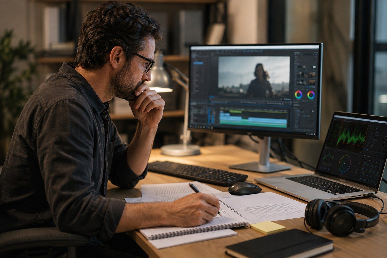 Profesional trabajando con contenidos audiovisuales