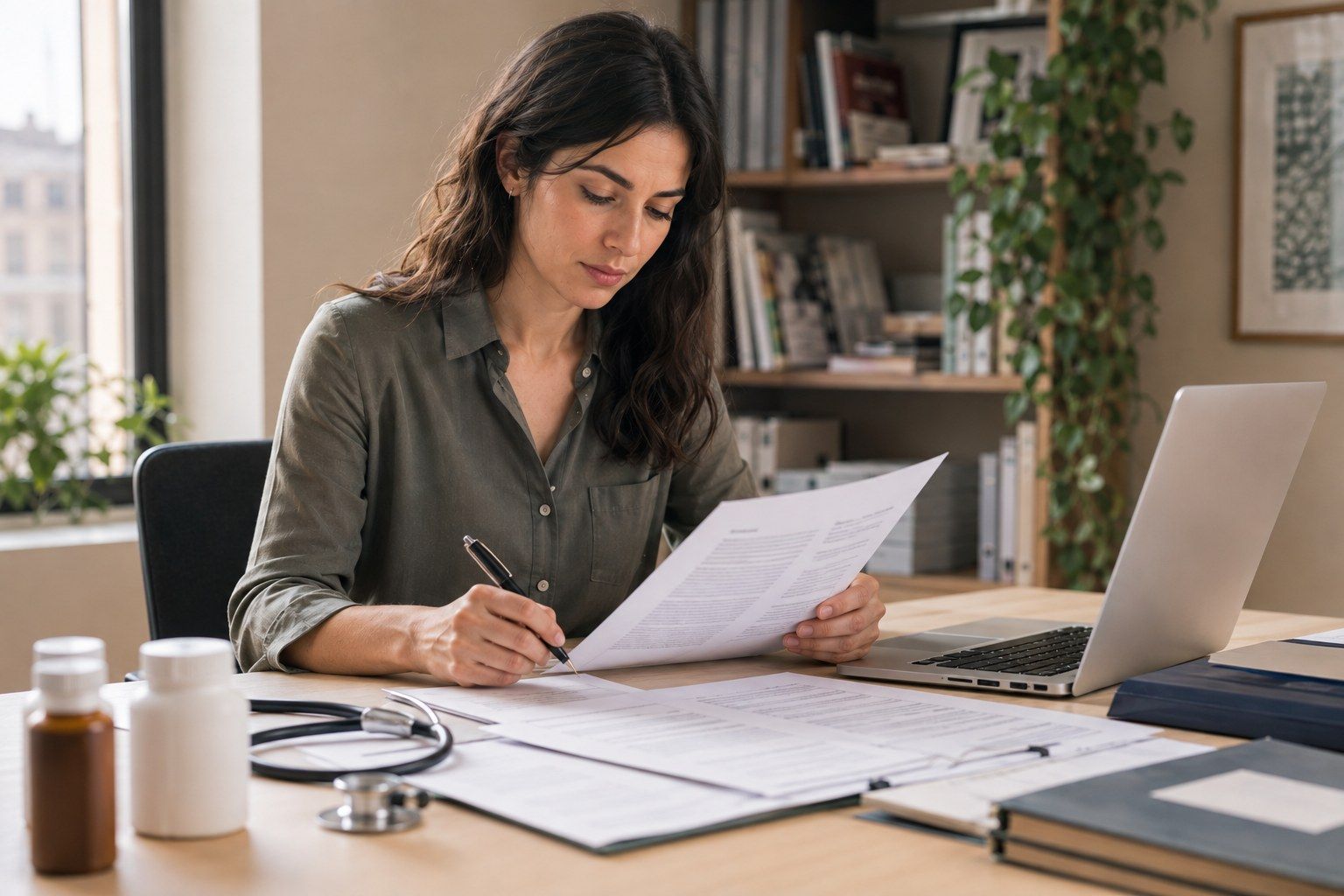 Profesional revisando documentación médica
