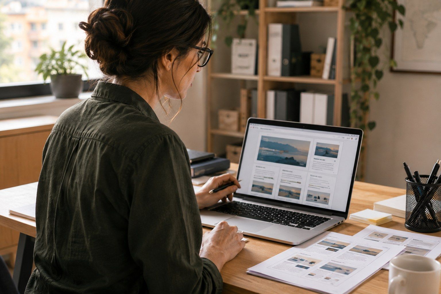 Profesional trabajando con contenidos digitales y web